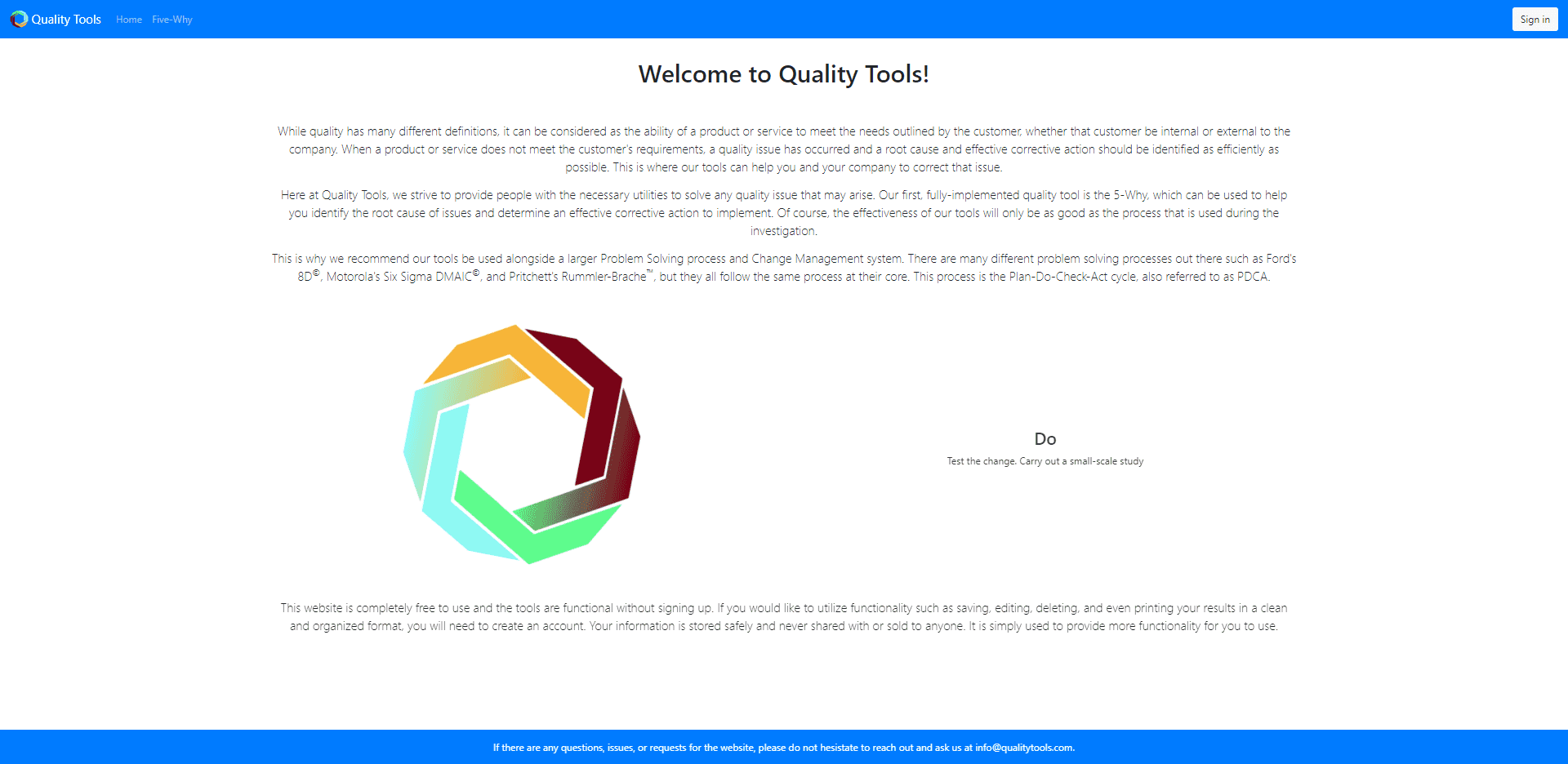 Quality Tools Website Landing Page