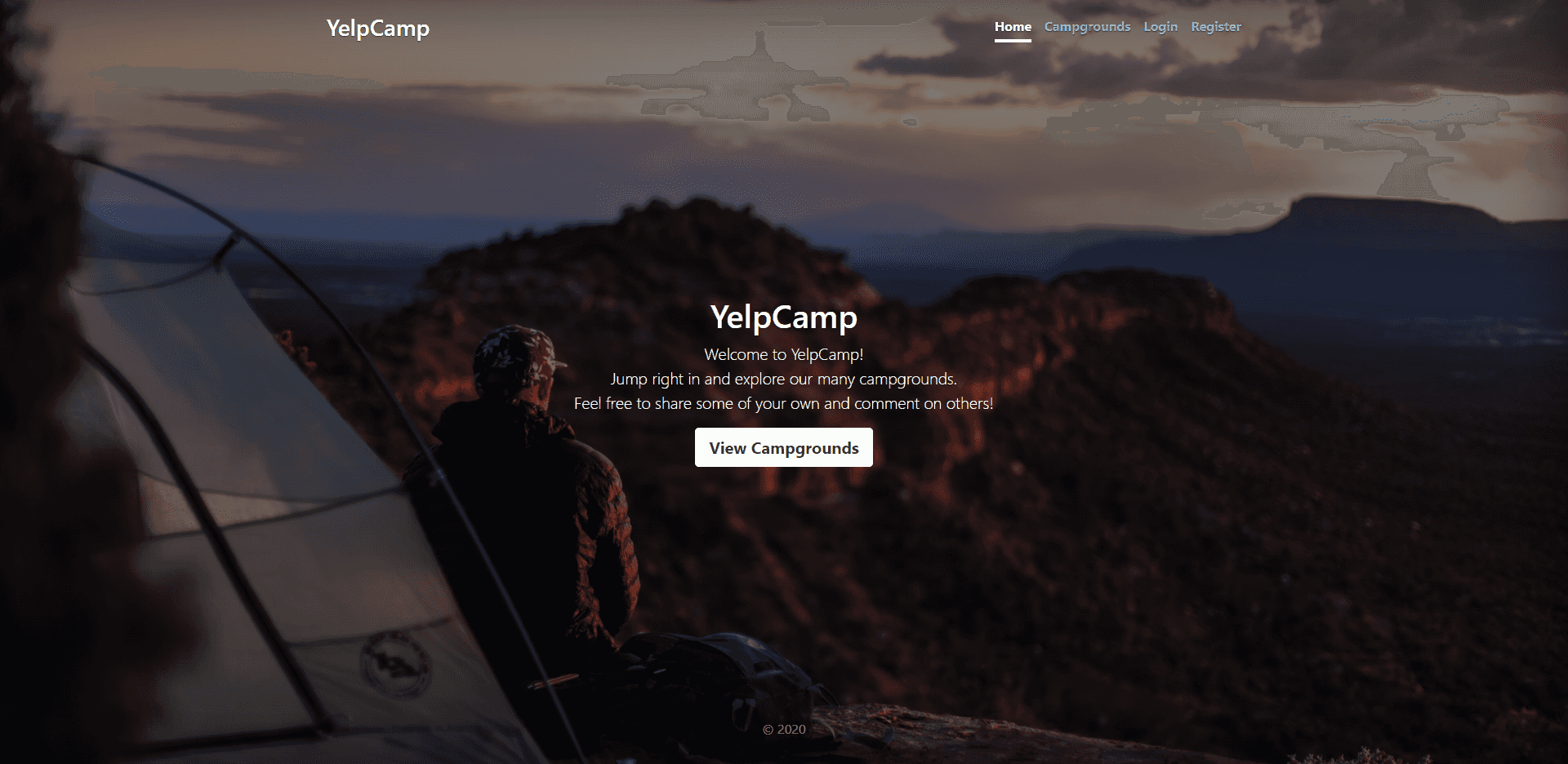 Yelp Camp Website Landing Page