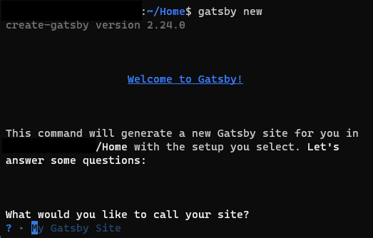 gatsby new command using the Gatsby CLI
